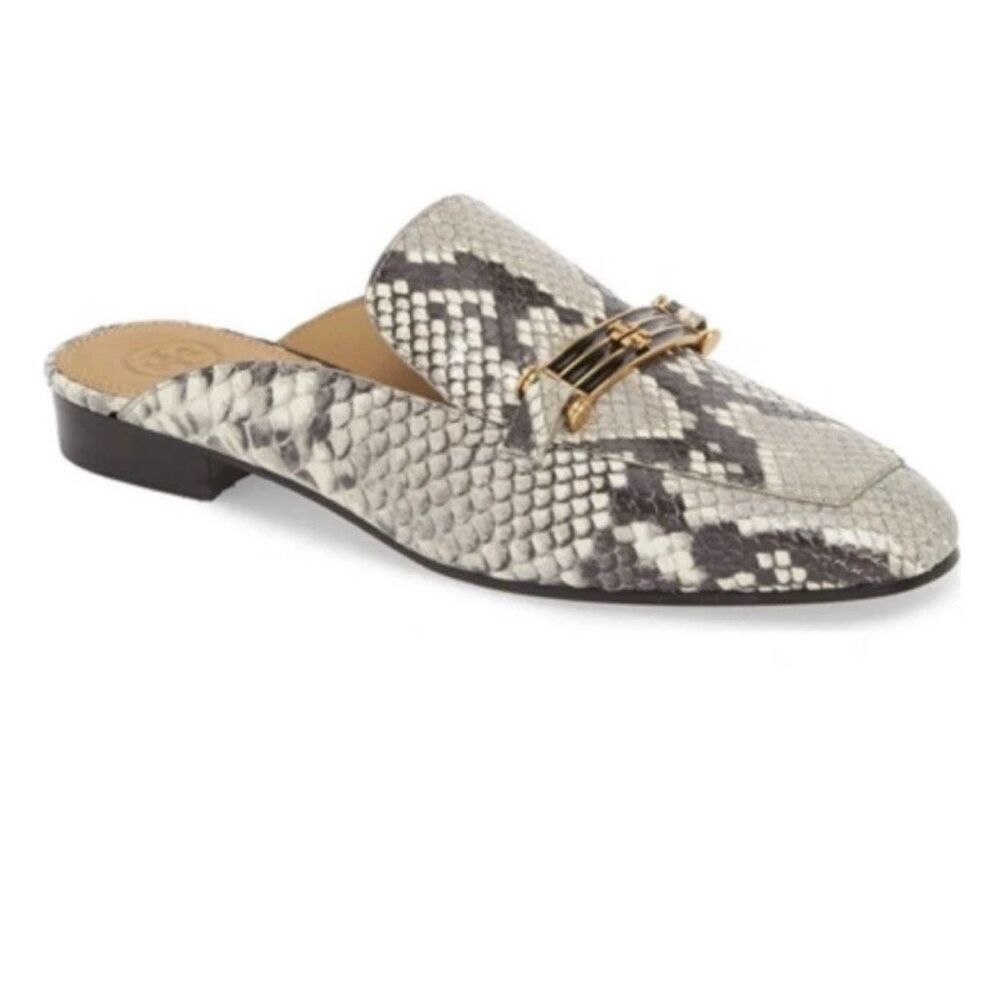 TORY BURCH Amelia Leather Snake Print Loafer Mule Slip loafer On Size 7.5